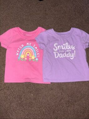 Girls' Pink & Lavender Graphic Tee Set - Smiles & Rainbow